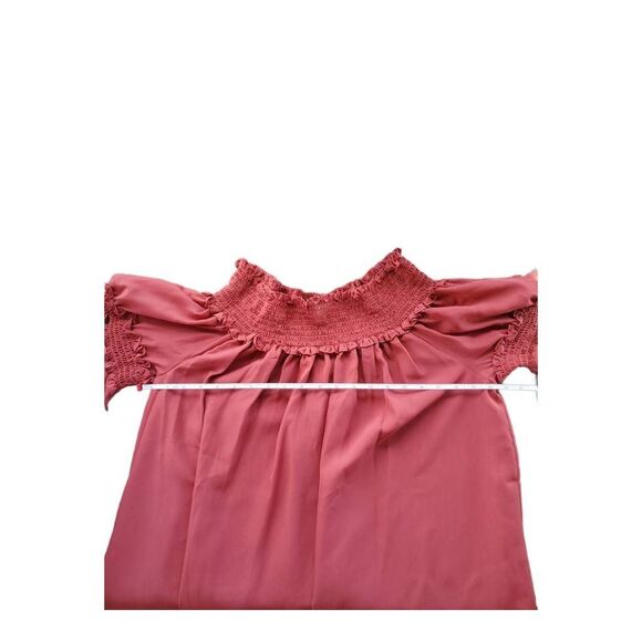 Max Studio Wome's Size _1X_ Off Shoulder Bell Sleeve Peasant Blouse Brick Red Ne - Picture 5 of 6